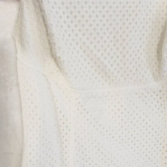 Chaps, Cream Eyelet Dress, Size 12, Sleeveless, Wide Neck, Zip Back - Picture 5 of 16